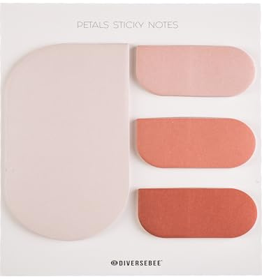 DiverseBee Pastel Sticky Notes Set, Cute Sticky Notes, Aesthetic Self-Stick Note Pads, Sticky Tabs, Page Flags, Planner Accessories, Journaling Office School Bible Study Supplies (Petals)