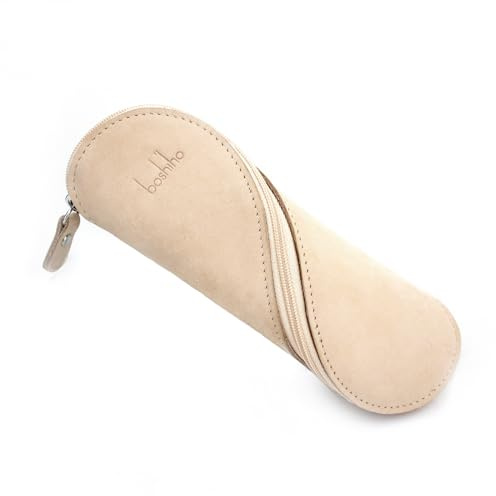 boshiho Federmäppchen aus Echtleder (Beige)
