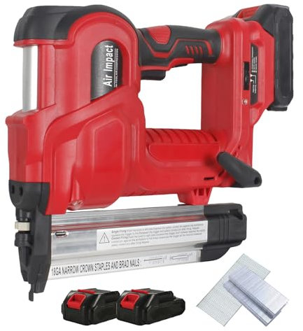 pealiritansemen Clavadora Eléctrica De Clavos, Grapadora Automática, Clavadora Inalámbrica De Mano, con Iluminación Auxiliar, para Carpinteros, Reparadores, Profundidad De Clavado Ajustable,Red