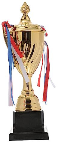 Happyyami Coppa in Metallo Grande per Competizione Sportiva e Gioco Base Plastica, Premio Torneo Scolastico di Basket e Premiazione Eventi Atletici (35,5 Cm)