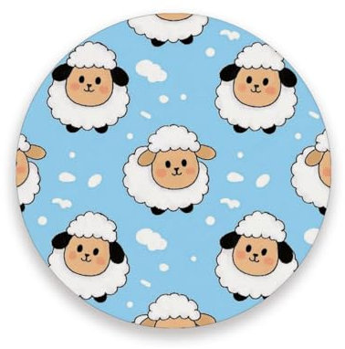 Sottobicchieri rotondi in ceramica a forma di pecora bianca per portabicchieri resistenti al calore, decorazione decorativa per la casa con retro in sughero