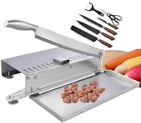QUSYZD Manueller Fleischschneider zum Hacken und Schneiden von Rippchen, Fleisch und Kräutern/Gewerbliche Fleischerbeile mit rutschfesten Stützfüßen/Lebensmittelschneider aus Edelstahl ist le,