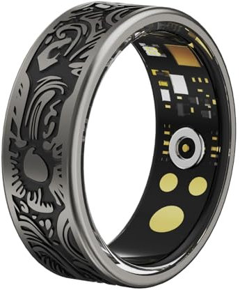 Bague connectée for homme et femme – Alliage de titane, étanchéité IP68, autonomie de 7 à 9 jours, moniteur de fréquence cardiaque et de sommeil, plus de 15 modes sportifs avec suivi GPS(10#)