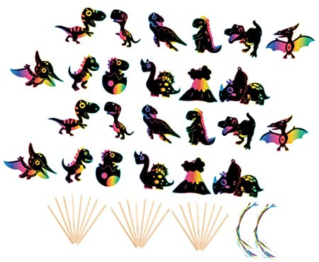 IMIKEYA 6 Sätze Dinosaurier Kratzbemalungsset Scratch Party Gefälligkeiten Diy Karten Kratzbilder Handbemalte Rubbelkarten Cartoon-kratzbrett Rubbelkunst Für Papier