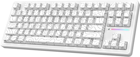 ATTACK SHARK M87PRO TKL Kabellose Mechanische Gaming-Tastatur, BT5.0/2.4G Kabellos/USB-C Kabelgebundene Hot-Swap-RGB-Tastatur mit US-Layout QWERTY, Linearer Weißer Schalter - Weiße Kontur