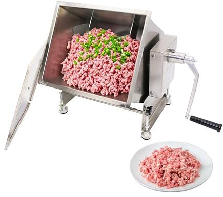 Hakka Mixeur à Viande Professionnel d'une Capacité de 20 L, Mixeur à Saucisses Inclinable, Mélangeur à Farce Manuel (16 kg Max. de Viande), Acier Inoxydable