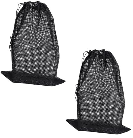 lasuroa 2pcs Water Pump Filter Bags, 15.75x11.93in Mesh Pond Pump Barrier Bag with Adjustable Drawstring Pond Fish Media Covers Accessories for Aquarium Outdoor Garden Swimming Pool Fountain(Black)