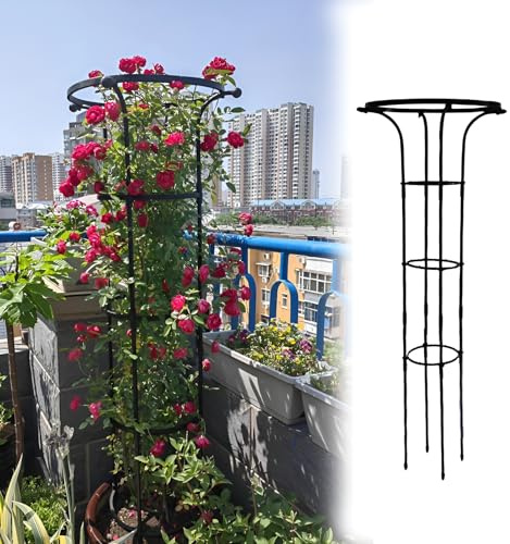 GUOGLZ Rankhilfe Obelisk, Rankhilfe Garten Für Kletterpflanzen, Einstellbare Höhen Pflanze Spalier Für Topfpflanzen Tomaten Gurken Clematis Rose(Black,110cm/3.6ft)