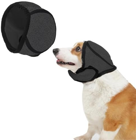 Dog Snood Swim Ear Protectors, Comfort Dog Ear Muffs Noise Protection, Waterproof Adjustable Cat Ear Shower Wrap, Pet Snood Ear Covers for Anxiety Relief,Swimming,Grooming (Gray, M)