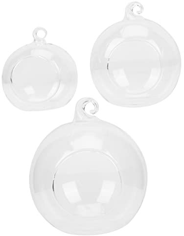ULTECHNOVO 3piezas Jarrón Colgante Transparente De Vidrio con Forma Esférica para Plantas y Terrarios DIY Botellas Ecológicas Decorativas para Interior y Exterior