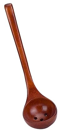 VICASKY Cuchara de madera con gancho y agujero, herramienta de cocina para sopas calientes para cocina, restaurante y hogar, hecha de madera de fácil cuidado, segura y práctica
