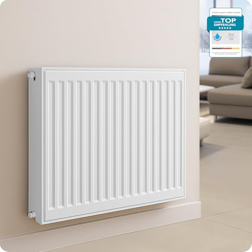 Belvit® Heizkörper Typ 22 | universeller Ventilheizkörper mit Mittelanschluss | 8 Anschlüsse | modern, kompakt & effizient | für Wandmontage geeignet | ideal für Wohnzimmer, Bad & Gäste-WC | weiß