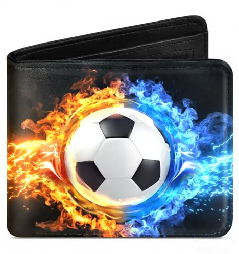 Lattlefnki Kids Wallet for Boys, Cool Wallet for Teen Boys Ages 5-14 Funny Leather Bifold Rfid Blocking Coin Pocket Birthday Christmas Gift for Boy Youth Teenager Soccer