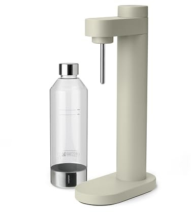 Stelton Brus Carbonateur d'eau avec bouteille, Carbonateur haut de gamme pour eau avec CO2 - Force de pétillance réglable - Design scandinave, Sable doux