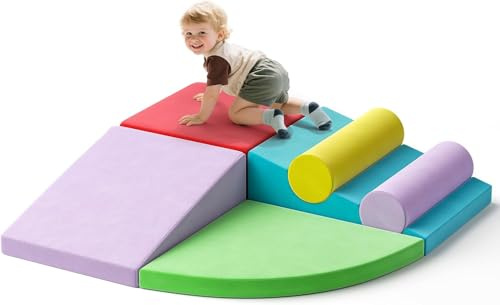 STYPLZ 6p–Stoffhülle Kletterklötze, Schaumstoff-Kletterklötze für Kleinkinder, weich Flauschiger Stoff, hochelastischer/unterstützender Schaumstoff, Kletterspielset für den Innenbereich