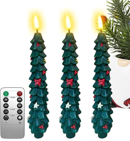elettriche natalizie | Candela elettrica a LED per albero di Natale con telecomando, luce decorativa per atmosfera, decorazione romantica per la casa per camini di nozze, camera da letto e