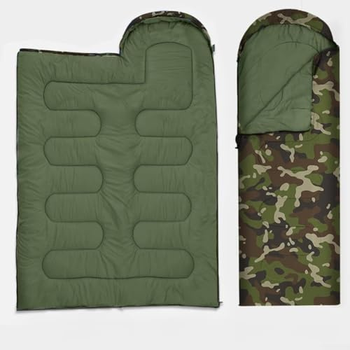 Oniissy Sac de couchage fermé à motif camouflage numérique pour enfants et adultes | Utilisation en extérieur toutes saisons | Polyester 170T avec coque hexagonale imperméable | Coutures doubles S