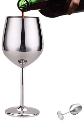 Générique Vinmugg i rostfritt stål, metallstav, vinglas, promenadglas för restaurang, bar, fest och hotell