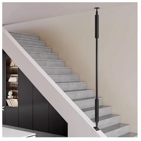 MZZKFC geländerpfosten Anpassbare Eisenbaluster Für Treppen, Einstellbar Von 0°-270°, Treppengeländer In Schwarz, Weiß Und Gold Zur Absturzsicherung, Balustersäule 0,2–2,3m(Black (1 pc),42in/1060mm)