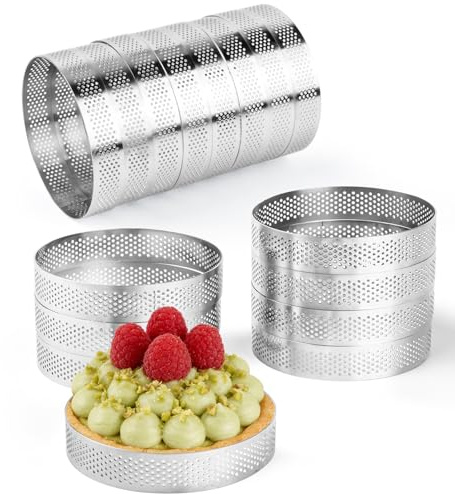 Hilsita 16 Pack Tart Rings,Stainless Steel 4 Inch Cookie Rings For Baking Small Pastry Rings Mousse Cake ring Heat-Resistant Crumpet Ring for Cooking Dessert