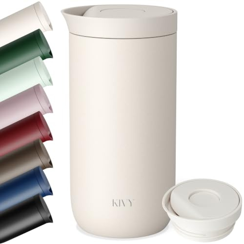 KIVY Taza térmica 500 ml [6h caliente & 24h frío] para café, té y café helado - Taza de café para llevar - Taza térmica con tapa - Vaso aislado - Taza de viaje - Taza de té - Taza térmica de café para