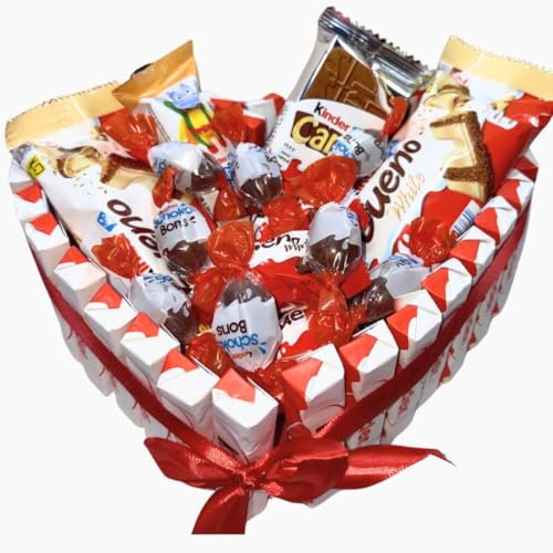 Donda's House® Tarta Kinder. Cesta Kinder. Corazon SCHOKOBONS. Happy Hippo, Kinder Bueno. Huevos kinder. Mini chocolates. Schokobons. Corazon de Chocolates.