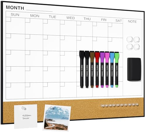 Dry Erase Calendar with Cork Board for Wall, 45 x 60cm Vision Board