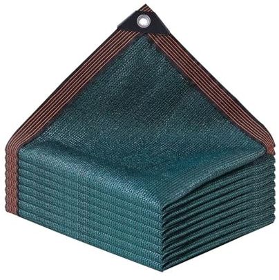Telo Ombreggiante Esterno con Occhielli, 90% Anti UV, Tessuto HDPE 10 Aghi, Telo Ombreggiante Verde per Giardino, Pergola, Balcone, Serra(Dark green,4x4m)
