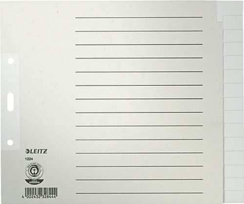 Leitz Papierregister Blanko/1224-85 240x300mm grau A4 halbe Höhe Inh.15 Blatt