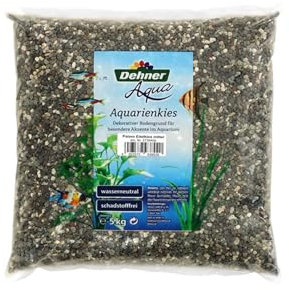 Dehner Aqua Aquarienkies Palaro, Edelkies, Körnung 3 - 5 mm, 5 kg, weiß/grau/schwarz