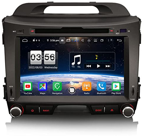 Erisin 8-Core Android 11 GPS Navegación Estéreo de Automóvil DVD Reproductor para Kia Sportage 8 Pulgadas Pantalla táctil Multimedia Soporte CarPlay Android Auto Bluetooth WiFi Dab+ 4GB RAM+64GB ROM