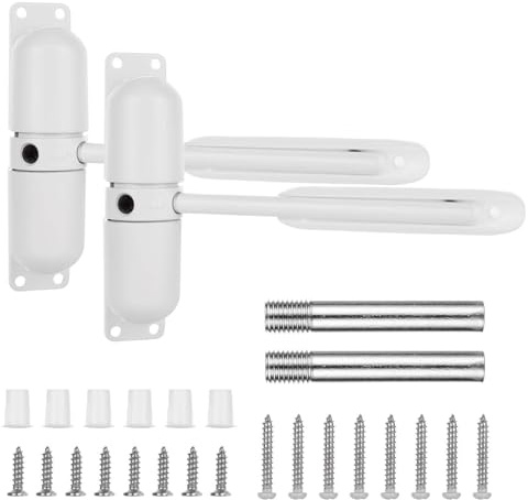 Oungy 2PCS Automatic Door Closer for Home, Heavy Duty Zinc Alloy Auto Door Closer with Spring Tension, Self-Closing Safety Hardware for Interior Doors, White (2-Pack)