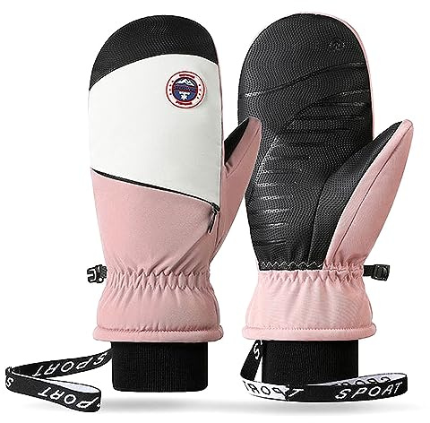 Guantes de Esquí Mujer Térmicos Impermeables de Invierno Guantes a Prueba de Viento para Mujeres Pantalla Táctil Guantes de Pantalla Táctil Caliente Engrosada para Esquiar Correr Ciclismo (rosa2)