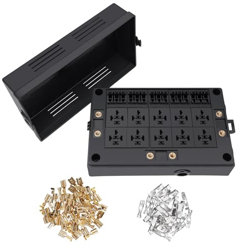 Weasch Caja de Relé y Fusibles de 12V, Soporte de Relé de 10 Ranuras Soporte de Fusibles ATC/ATO de 15 Ranuras, Bloque de Fusibles y Relé Universal, para Coches, Camiones, Barco, Jeep