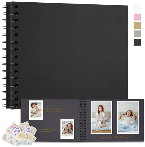 Remowith DIY-Scrapbook-Album 28x20,5 cm, 20 Blätter Schwarz | Kraftpapier-Foto-Erinnerungsbuch, 40 Seiten, Archiv-Sicher, Hochzeits-Jubiläums-Geschenk Für Die Familie