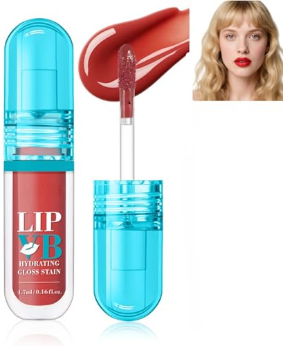 Hydrating Lip Gloss Stain,Lip Tint Stain,Highly Pigmented Lipgloss,Long Lasting Moisturising and Nourishing Lip Oil,Non-Sticky Liquid,Travel-Friendly,Lip Stick Gift for Women(#4 Dripping in Rose)