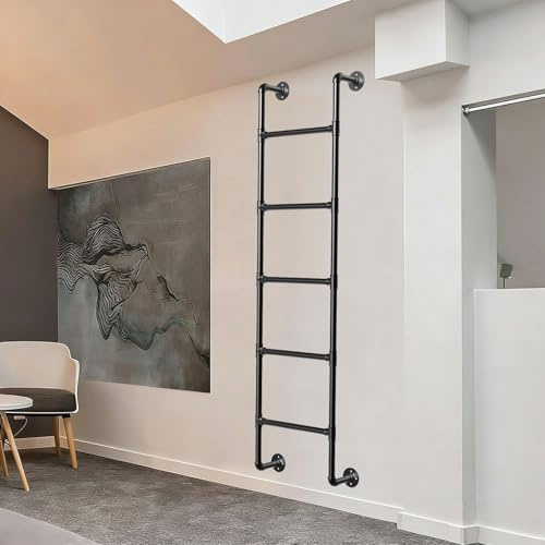4 fot – 9 fot väggmonterad vindstege – säker klättring för loft, våningssäng, däck och Egressfönster – snygg svart design, perfekt för sovsalar och vindar (260 cm/102 tum)