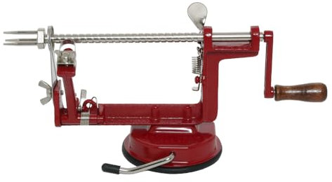 Johnny Apple Peeler VKP Brands Apfelschäler, Gusseisen, rot, Stainless Steel Blades
