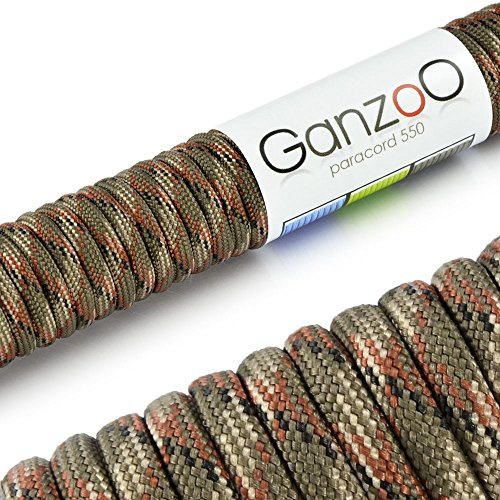 Ganzoo Paracord 550 Seil 4mm Schnur Typ 3, Nylon & Polyester, ideal für Basteln von Hundeleine Halsband Armband/Camping Survival und Outdoor (3/15/30/100 Meter) Allzweckseil 7 Innenstränge