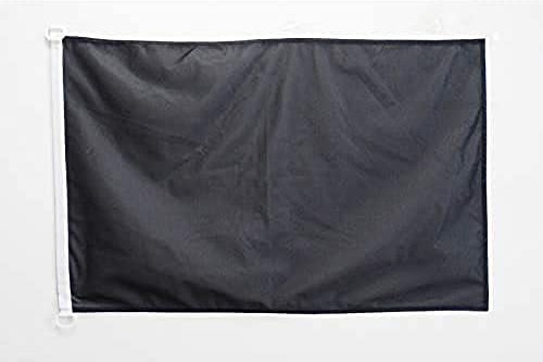 AZ FLAG - Drapeau Unicolore Noir Spécial Extérieur - 90x60 cm - Pavillon Nautique De Couleur Noire En Maille Bloquée Avec Anneaux Plastiques Intégrés - 80g