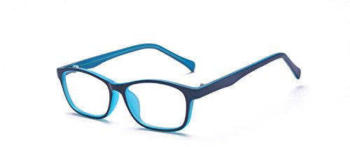 ALWAYSUV Occhiali anti-luce blu Vintage Nerd Square Keyhole Design Montature per occhiali per bambini Adolescenti Blu