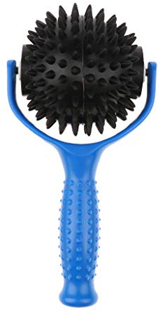 SM SunniMix Massage-Roller Massageball mit Noppen Ganzkörper Akupunktur Massageroller mit Griff Hand Massagegerät Selbstmassagerolle, Blau + Schwarz