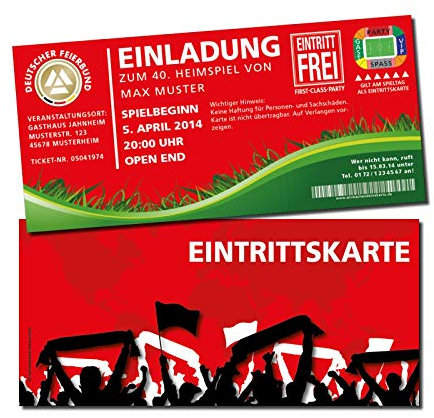 Einladung Fussball Nürnberg - Einladungskarte Geburtstag Mainz - Fussball Stadionticket Frankfurt