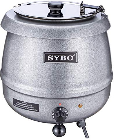 SYBO SB-6000-2G Commercial Grade Soup Kettle with Hinged Lid and Detachable Stainless Steel Insert Pot for Restaurant and Big Family, 10.5 Quarts, Silver