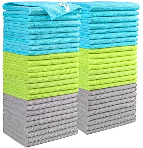 AIDEA Mikrofaser Reinigungstücher 50 Stück, Mikrofasertücher Geschirrtücher Putzlappen Putztücher Fenster Tücher, Weich Sehr Saugfähig Fusselfrei Streifenfrei, Für Haus, Küche, Auto, 30 x 40cm