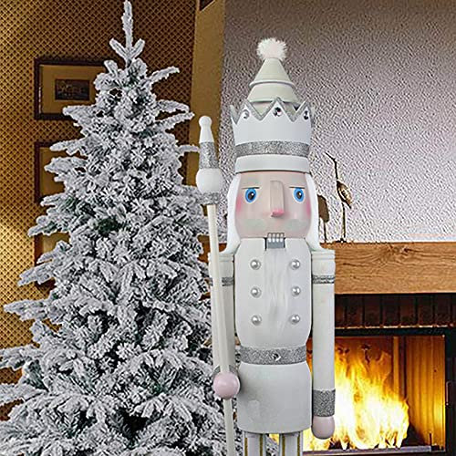 CDL 1,2 m di altezza life-size Christams Nutcracker Large/gigante bianco glitter natalizio in legno schiaccianoci soldato ornamento natale schiaccianoci Re K30