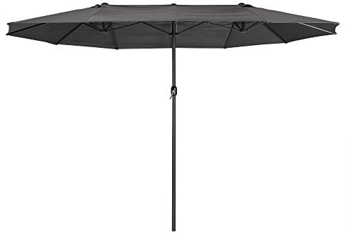 Zelsius Sonnenschirm 460 x 270 cm, grau | wasserdicht, rechteckig | Doppelsonnenschirm mit Handkurbel | Marktschirm, Terrassenschirm | Doppelschirm, Gartenschirm für Balkon, Strand und Garten