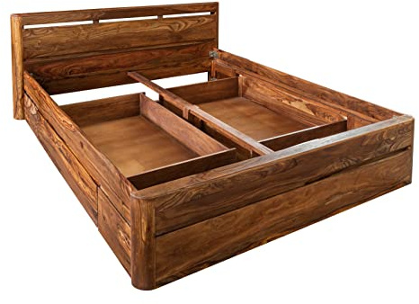 MASSIVMOEBEL24.DE | Toronto Bett mit Schublade 180x200x90, Farbe:Dunkelbraun gewachst