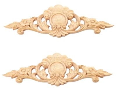 2 applicazioni vintage intaglio in legno, sculture in legno, adesivi angolari per parete, specchi, armadi, porta, letto, testiera, comò, progetti artigianali, 24 x 9 cm