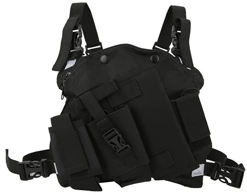 Funk-Brustgurt, leichte verstellbare Schwarze Brusttasche mit Walkie-Talkie-Brusttasche, für Militärbüros